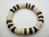 Black & White 10mm Coconut Beads Stretchable Bracelet